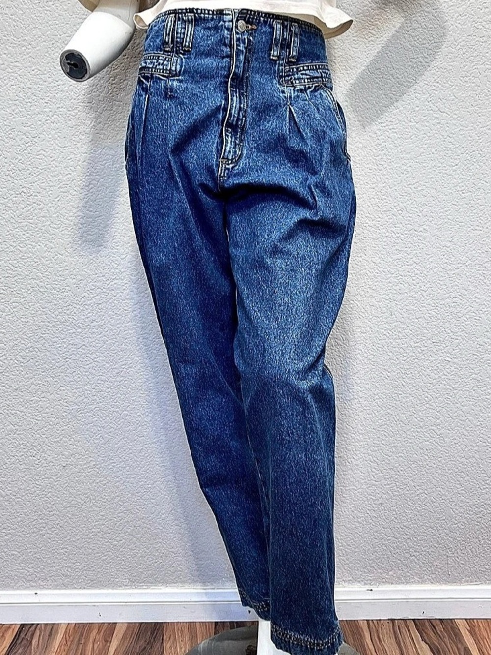 Vtg Jordache Womens 12 Acid Wash Pleated High Waist Tapered Mom Jeans 32x30